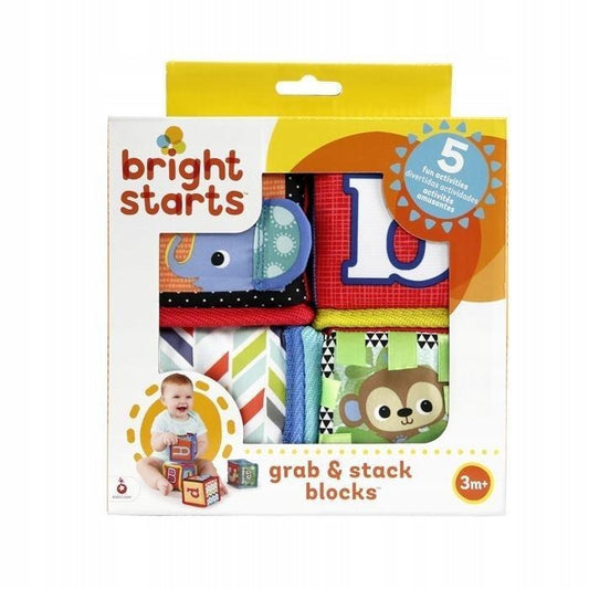 BRIGHT STARTS měkké edukační kostky GRAB & STACK