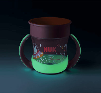 NUK Mini Magic Cup netečúci pohár 360° 160 ml 6 m+ svietiaci v tme