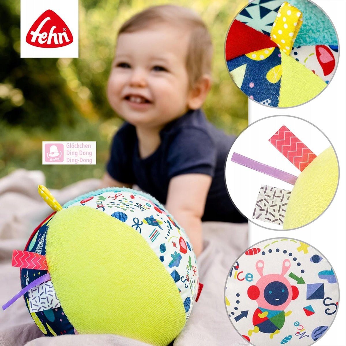 FEHN Color látková lopta so zvukom 16cm