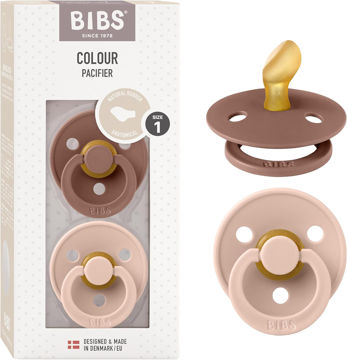 BIBS COLOUR cumlíky 2 ks kaučuk 0–6 mesiacov ANATOMICKÉ