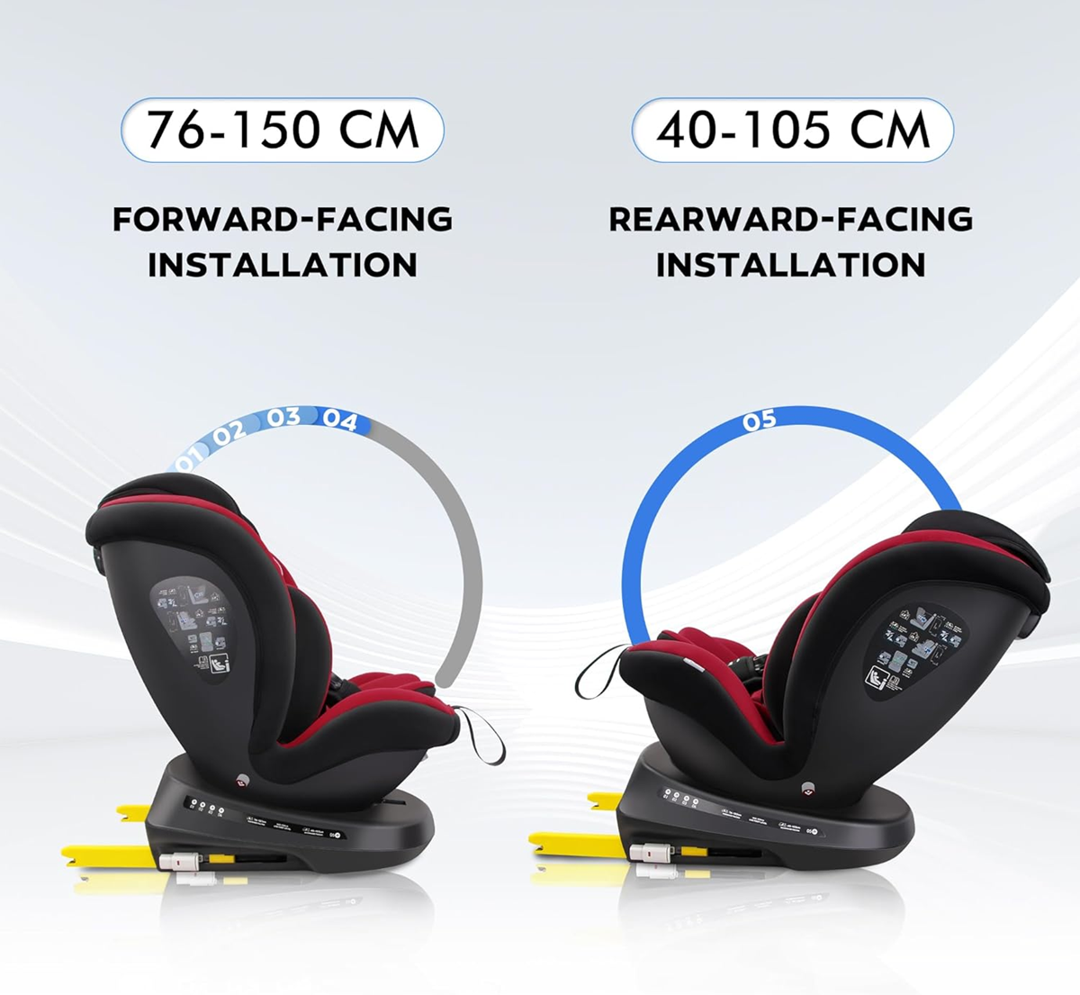 REECLE i-Size otočná autosedačka o 360° 0-12 rokov 40-150cm