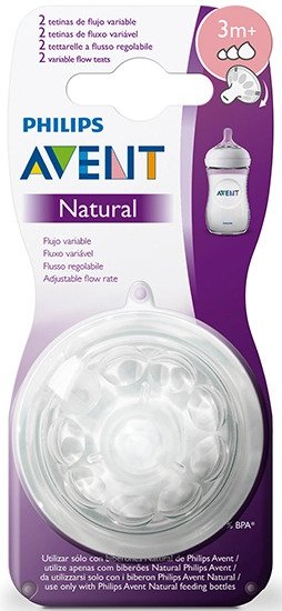 PHILIPS AVENT Natural cumlíky 3m+ x2, PREMENLIVÝ PRIETOK