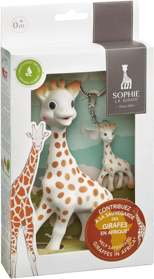 ŽIRAFA SOPHIE hryzadlo z prírodného kaučuku SO PURE 18 CM + prívesok