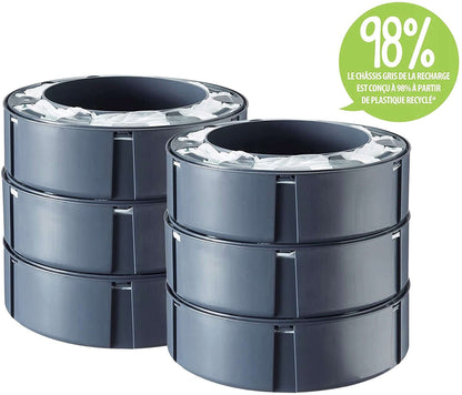 TOMMEE TIPPEE wkład SIMPLEE SANGENIC x6, szary, 98% z plastiku z recyklingu