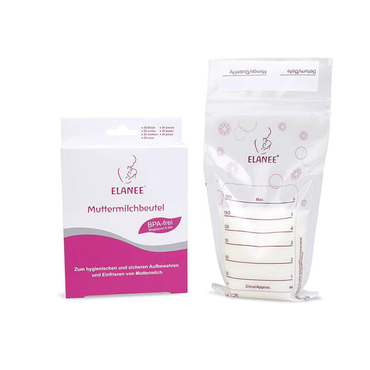 ELANEE Torebki do Przechowywania Pokarmu 20szt. woreczki na mleko matki BPA-free z podwójnym zamknięciem