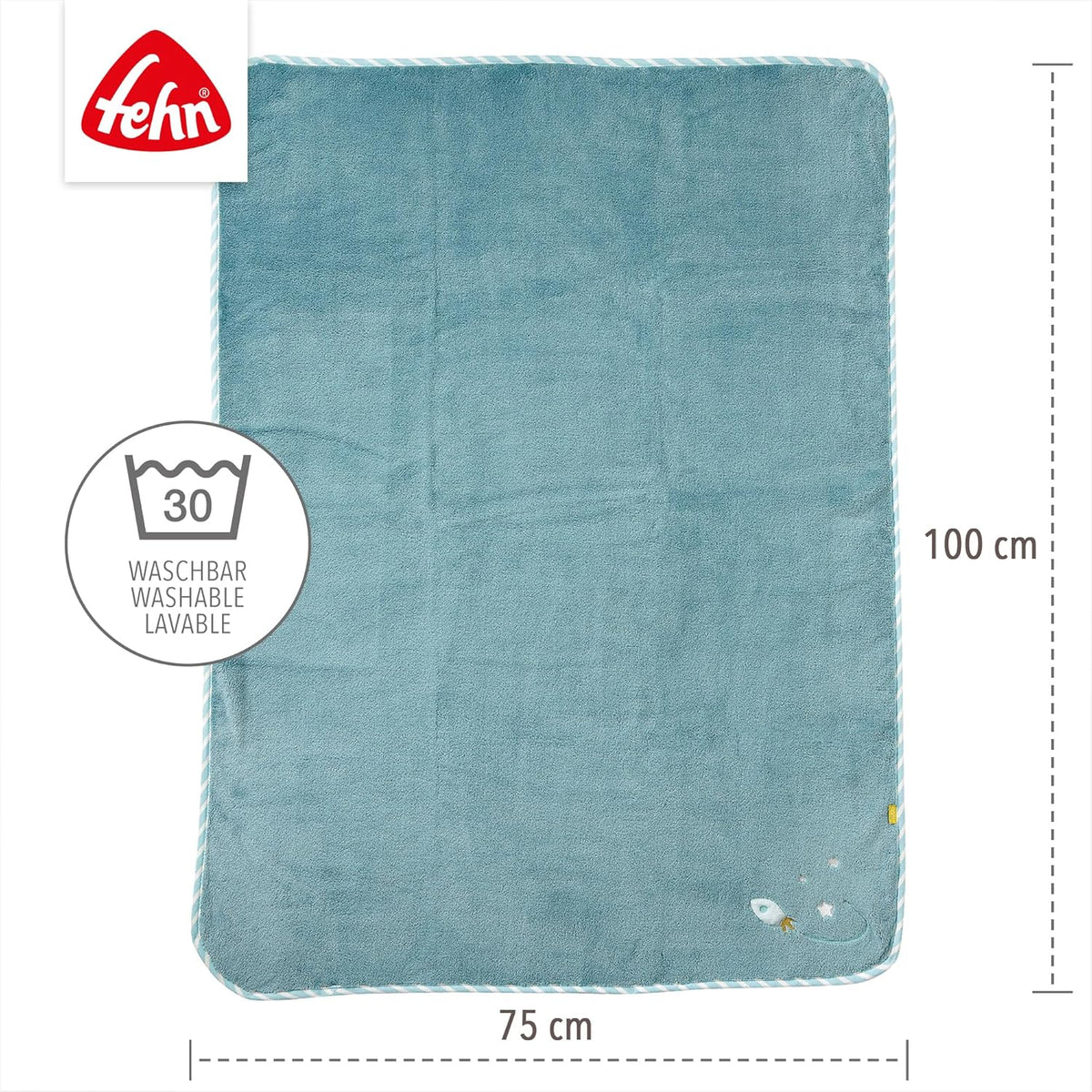 FEHN Malý zámok detská deka 75x100 cm s hrkálkou