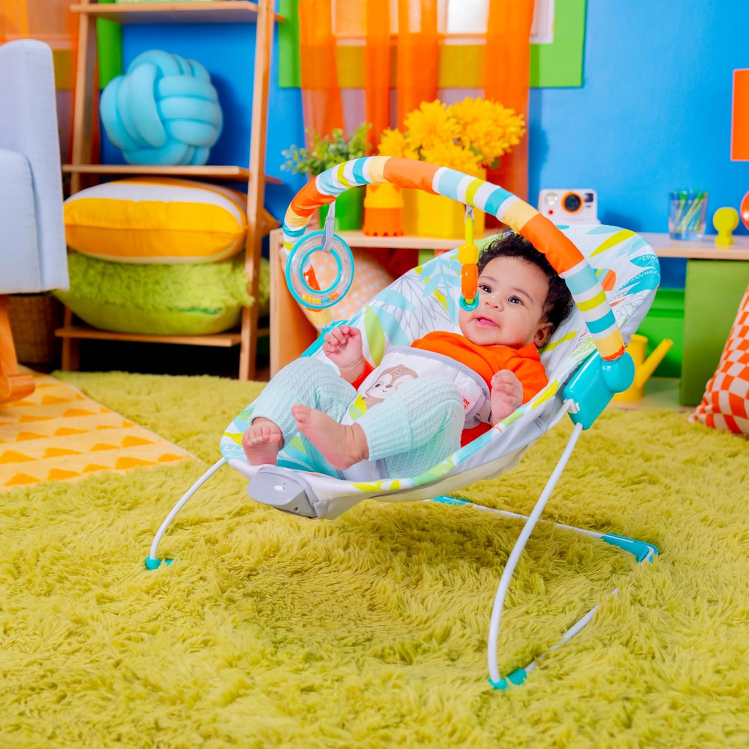 BRIGHT STARTS Rainforest vibrating and musical bouncer