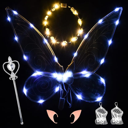 FORMIZON vílie krídla s LED diódami + prútik, veniec a uši 46 x 65 cm