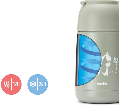 NUVITA 4475 jedálenská termoska z nehrdzavejúcej ocele 620 ml 0+ ŽIRAFY