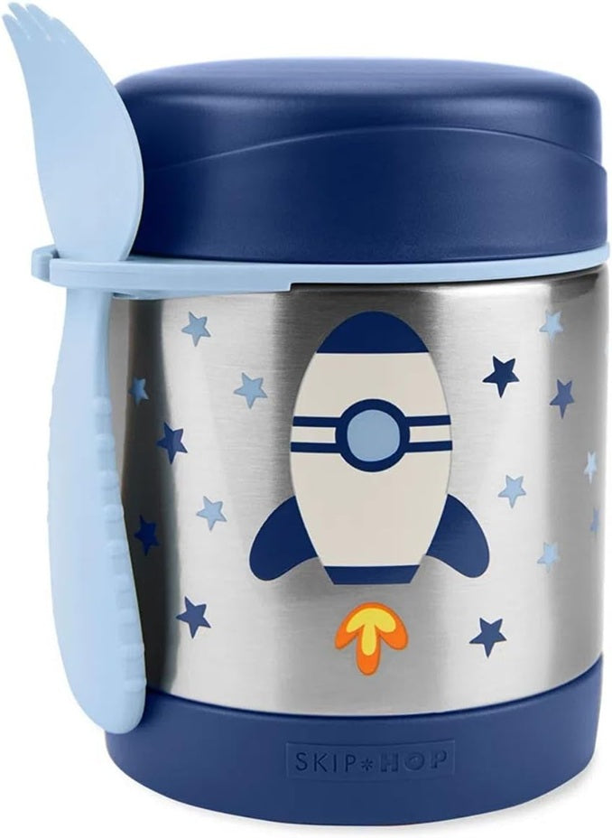 SKIP HOP nerezová termoska 325 ml + lyžička VESMÍRNA RAKETA
