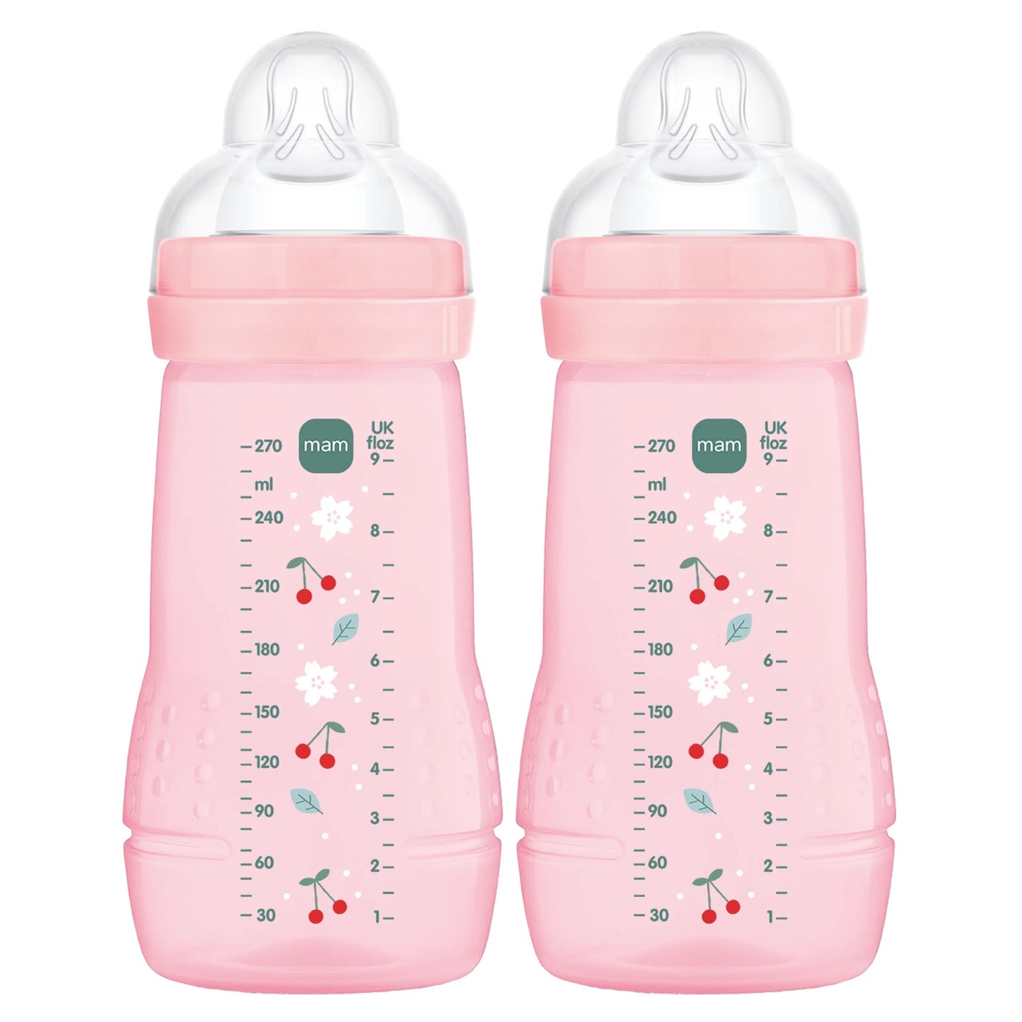 MAM Easy Active bottle set, 2 × 270 ml, age 0+, teat 1, CHERRIES