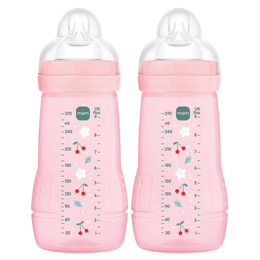 MAM Easy Active súprava fliaš 2 × 270 ml, vek 0+, cumlík 1, ČEREŠNE