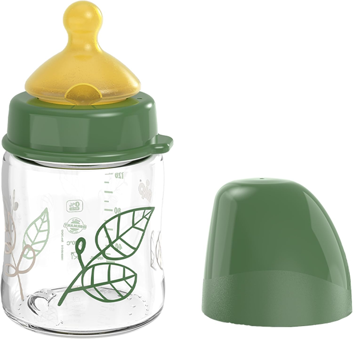 NIP Cherry Green sklenená fľaša s latexovým cumlíkom veľkosť S 120 ml