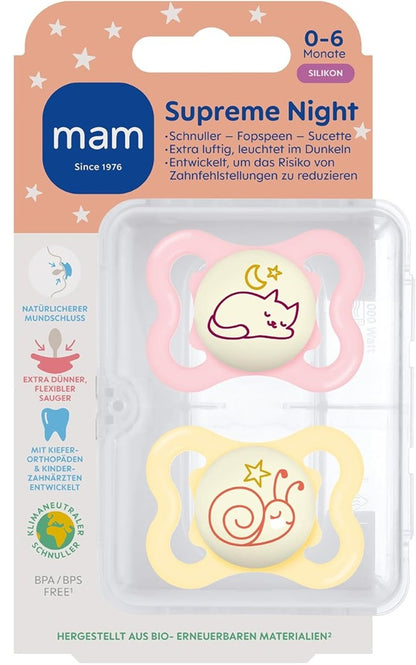 MAM SUPREME NIGHT suzetă din silicon 0-6 luni