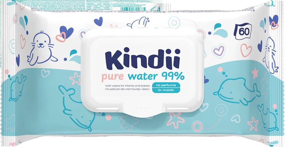 KINDII Pure Water 99 vlhčené obrúsky s vodou x60