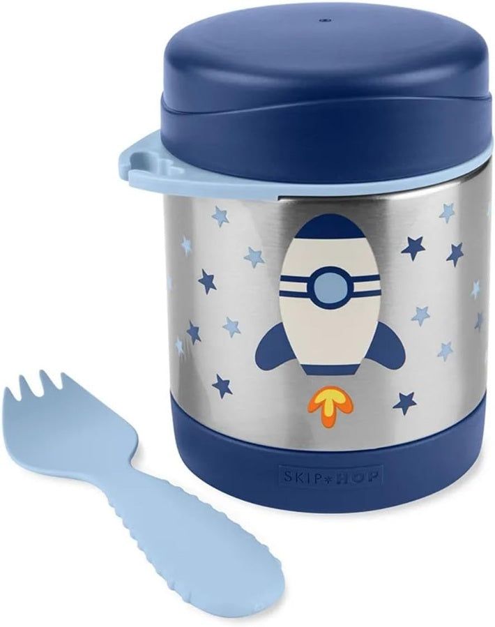 SKIP HOP nerezová termoska 325 ml + lyžička VESMÍRNA RAKETA