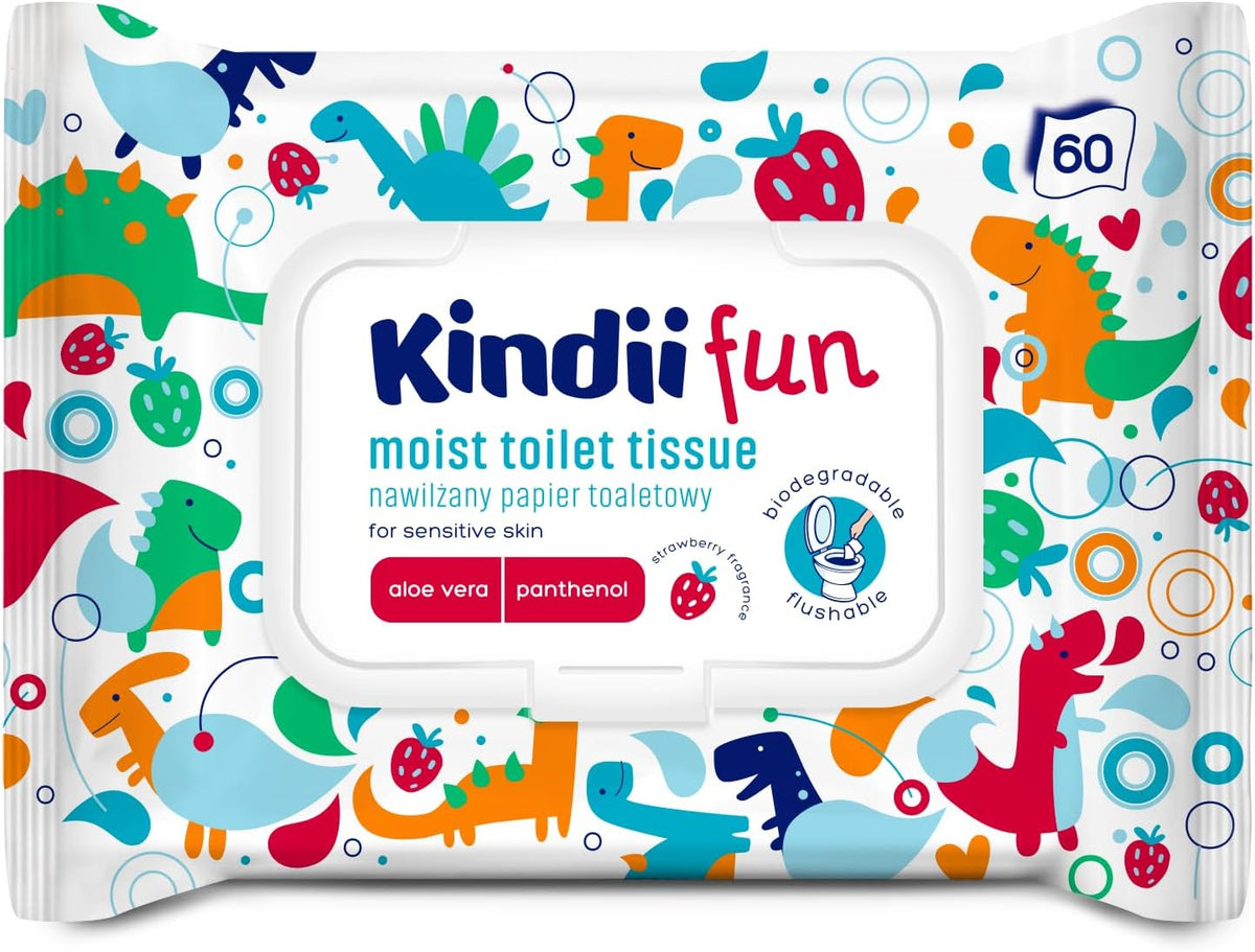 KINDII Fun vlhký splachovateľný toaletný papier x60