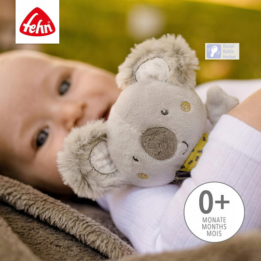 Bavlnené hryzátko s hrkálkou FEHN KOALA, 18 cm