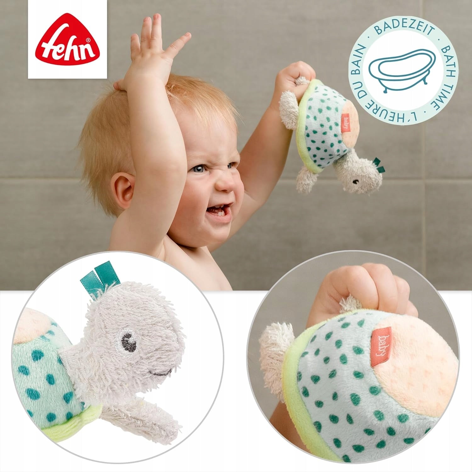 FEHN gąbka do mycia zabawka do kąpieli ŻÓŁW 14 cm 0+