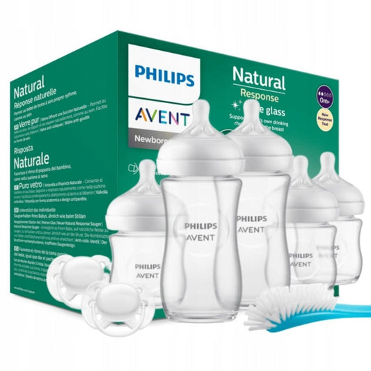 PHILIPS AVENT Natural RESPONSE set flessen GLAS spenen borstel