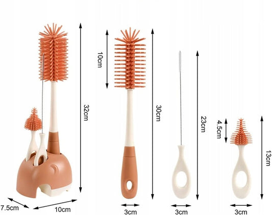VICLOON 3in1brushes for cleaning bottles, teats and strawscolour carameldimensions of the items are given in