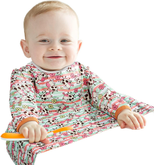 LENBEST Baby Bibs vodeodolný podbradník – kombinéza s rukávmi 6 m+