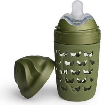 HEROBILITY Hero Eco sklenená fľaša s puzdrom 220 ml 6 m+ cumlík M