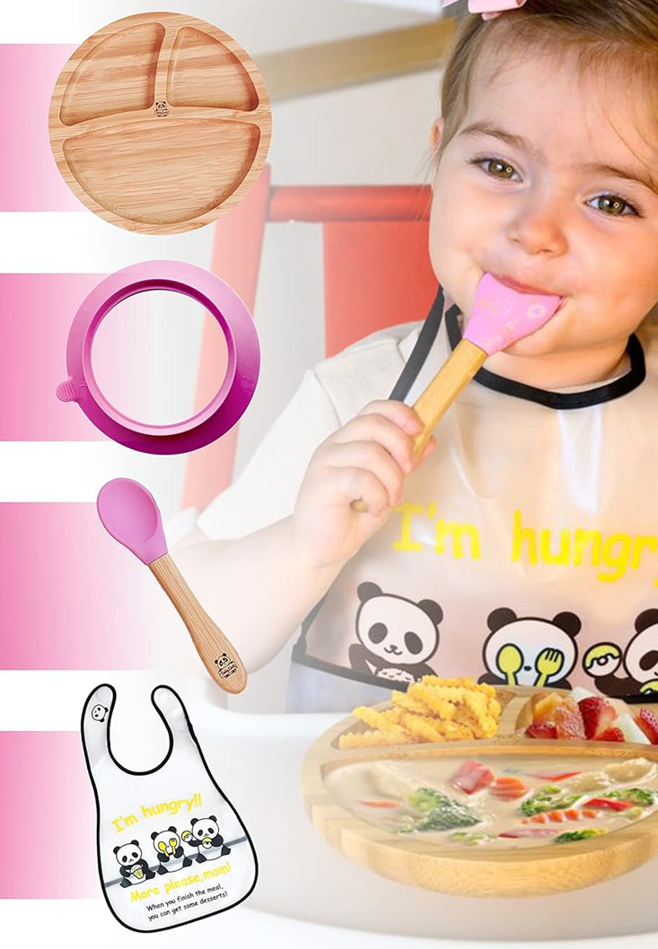 BABYLOVIT bambusový tanierik s prísavkou + lyžica a podbradník