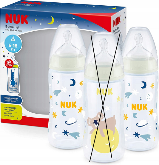 NUK NIGHT set di biberon 2x 300 ml CONTROLLO TEMPERATURA