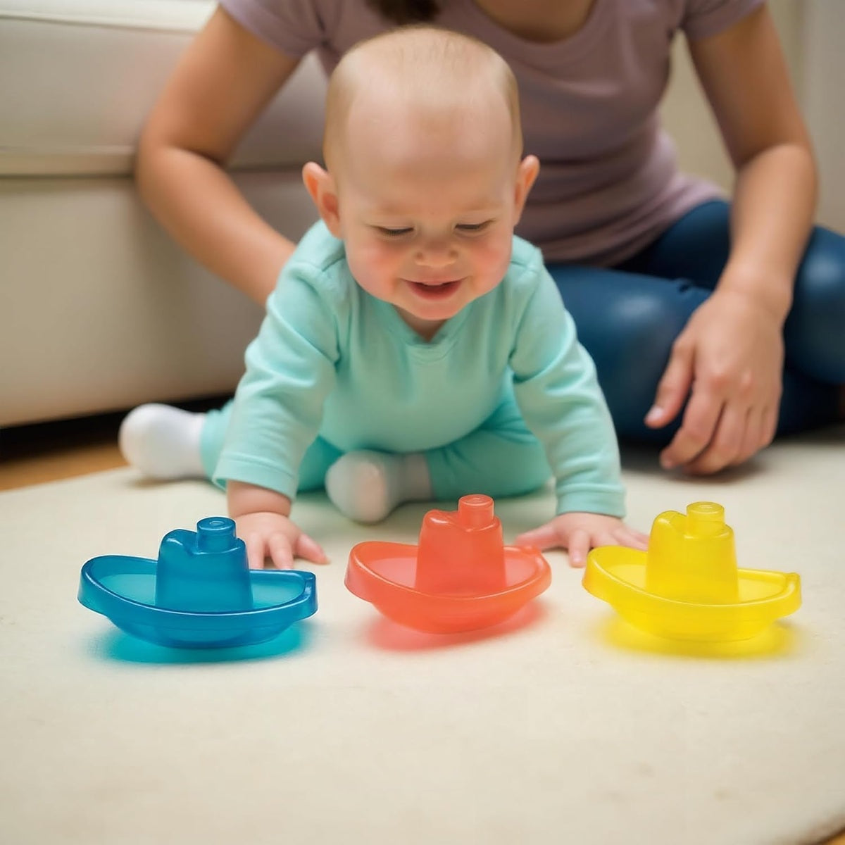 PLAYGRO Bright Baby Boats hračky do kúpeľa, 3 loďky 11 cm