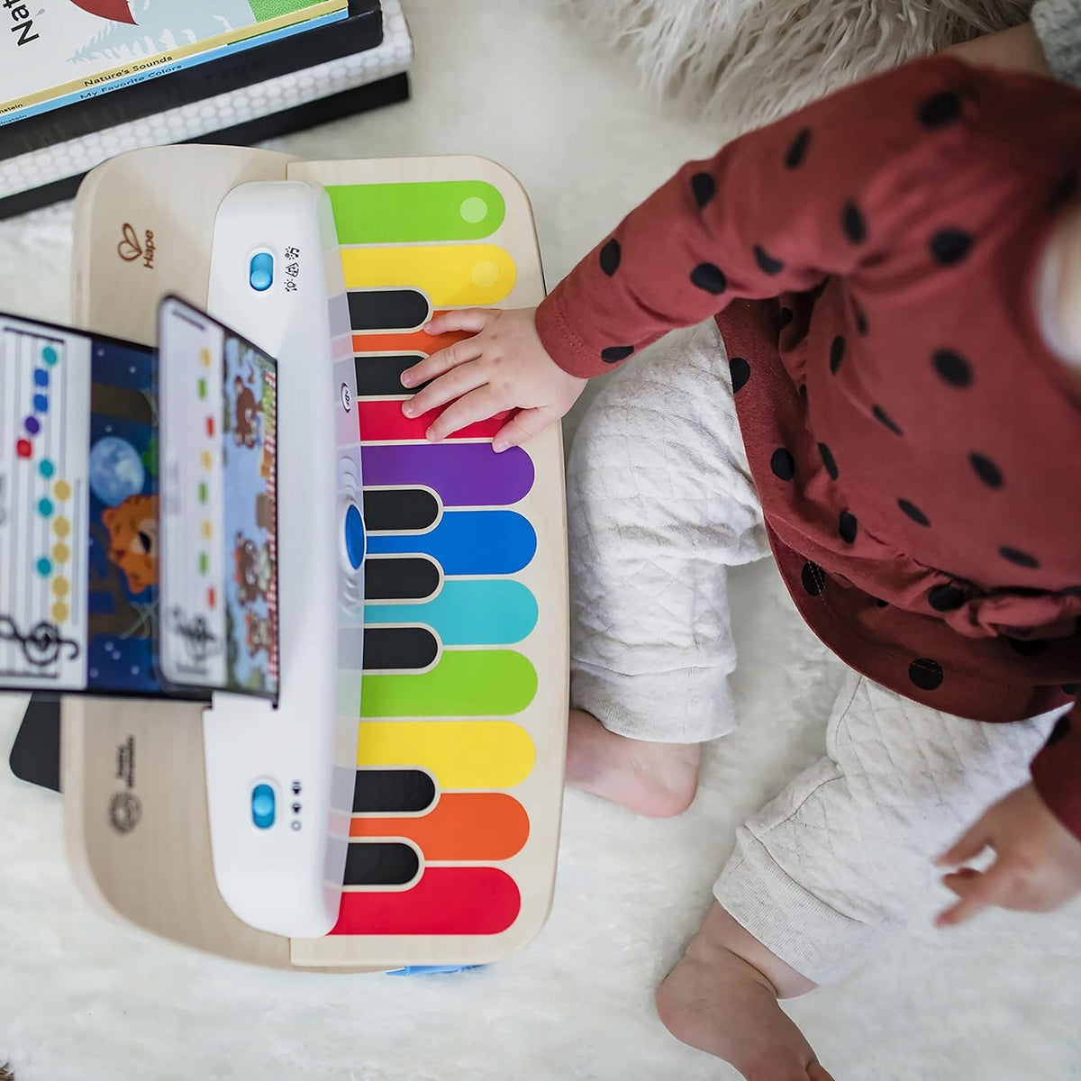 HAPE BABY EINSTEIN drevené dotykové pianínko + 5 hudobných kariet