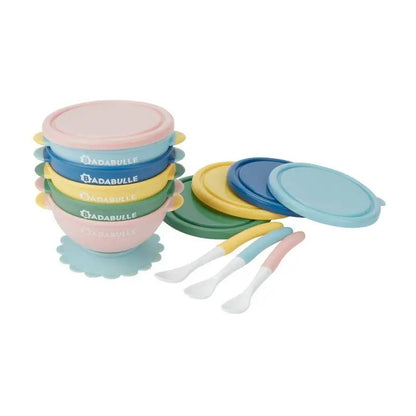 BADABULLE set de boluri cu ventuză și capace x5 + lingurițe x3