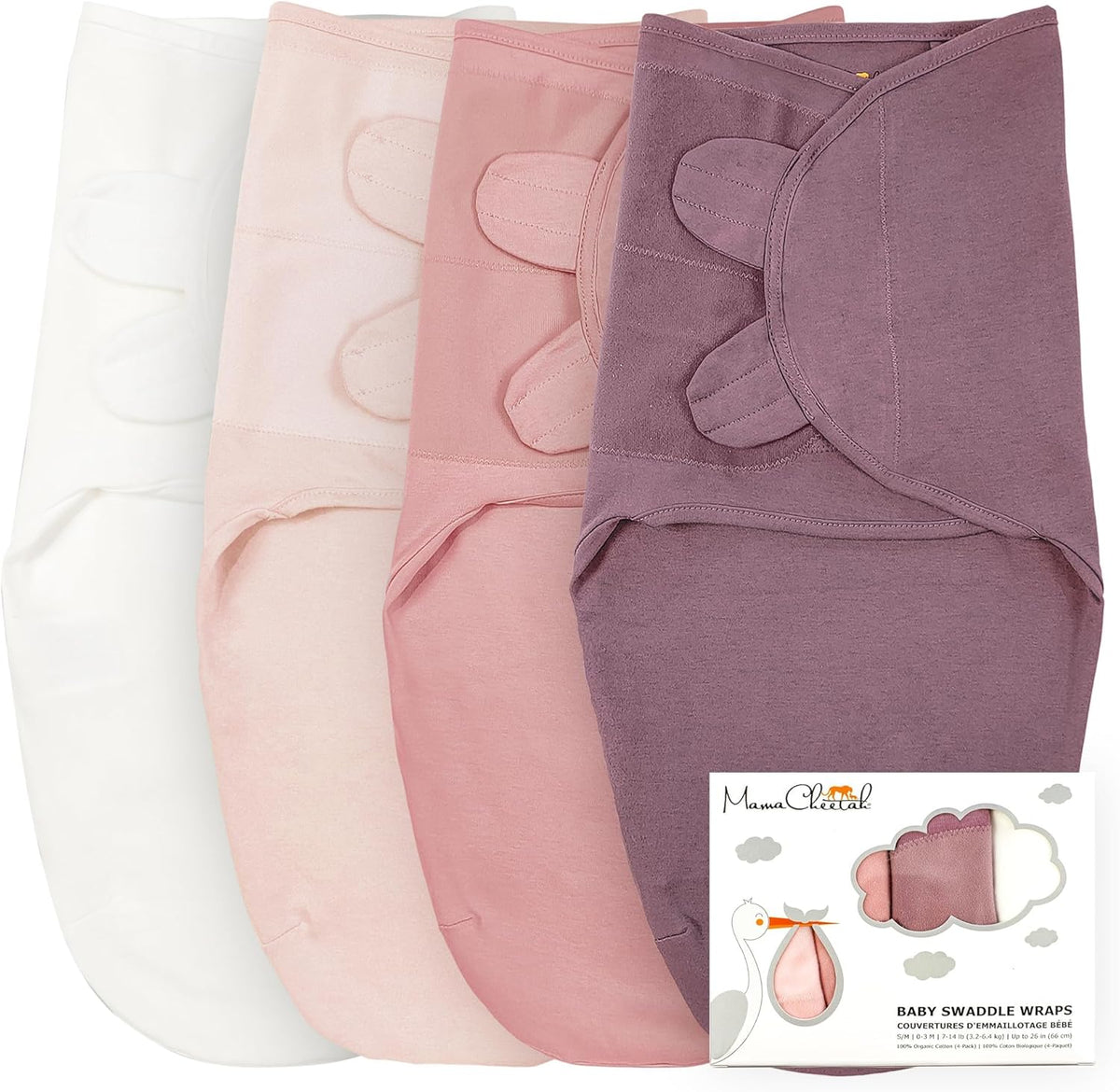 MAMA CHEETAH cotton swaddles x4