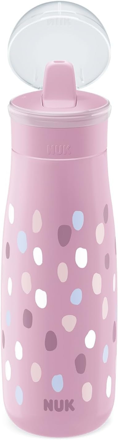 NUK Mini-Me Flip oceľová fľaša so slamkou a náustkom 500 ml 12 m+