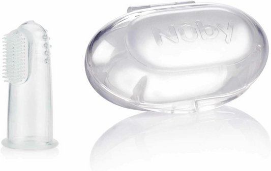 NUBY силиконова четка за зъби за пръст + калъф
