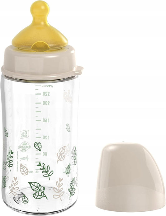 NIP Cherry Green sklenená fľaša s latexovým cumlíkom veľkosť M 240 ml