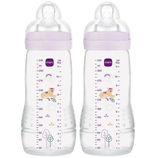 MAM Easy Active súprava fliaš 2 × 330 ml, od 4 mesiacov, cumlík 3, TIGER
