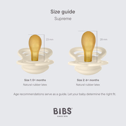 BIBS SUPREME успокояващи биберони каучук 0-6msc СИМЕТРИЧНИ