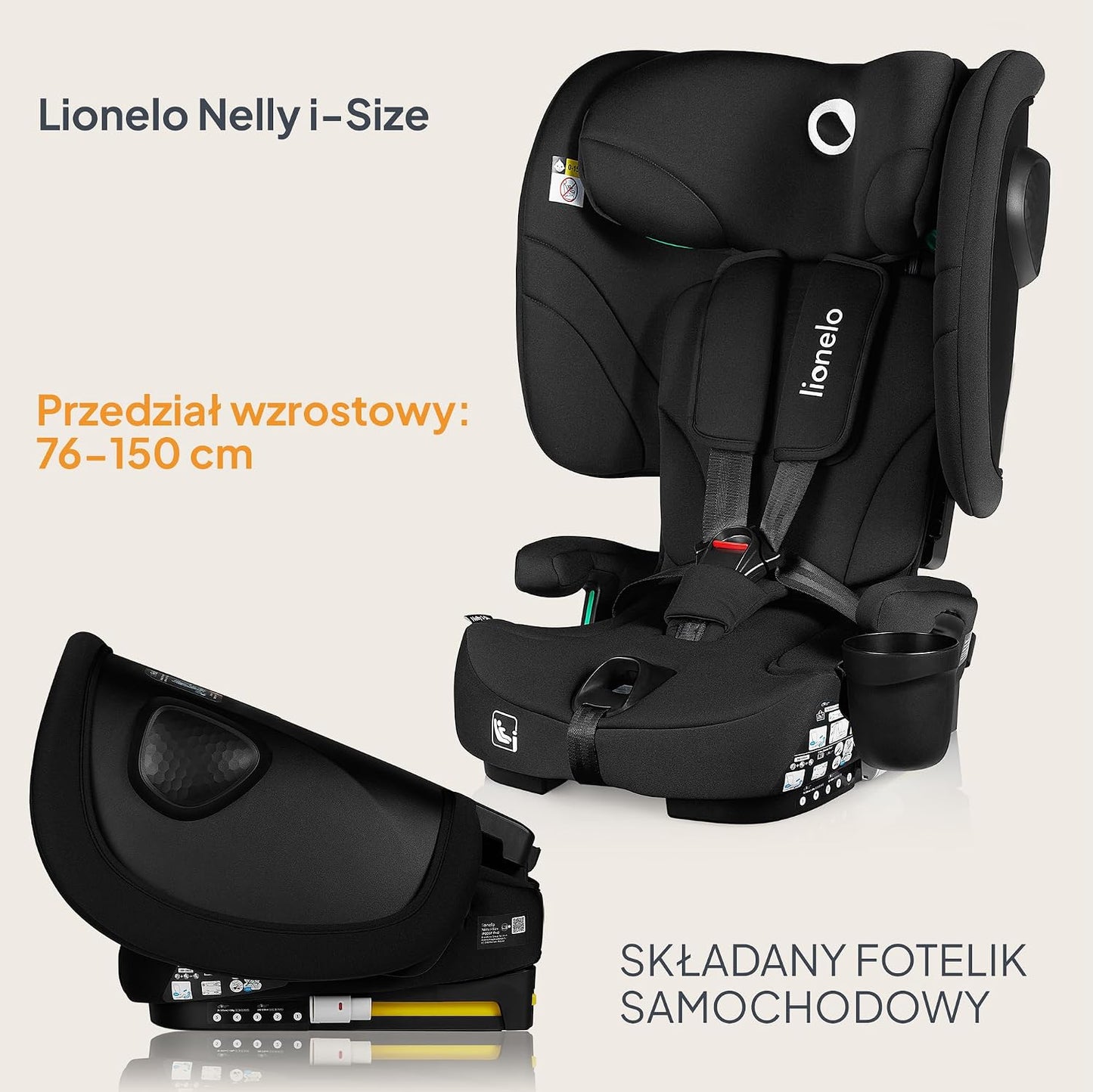 LIONELO NELLY i-Size autosedačka pre deti s výškou 76 – 150 cm s ISOFIX