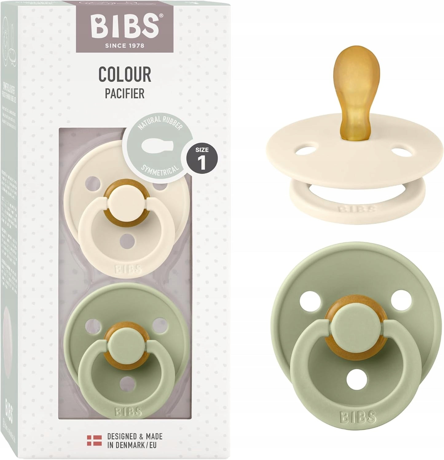 BIBS COLOUR smoczki uspokajające 2pack kauczuk 0-6 msc