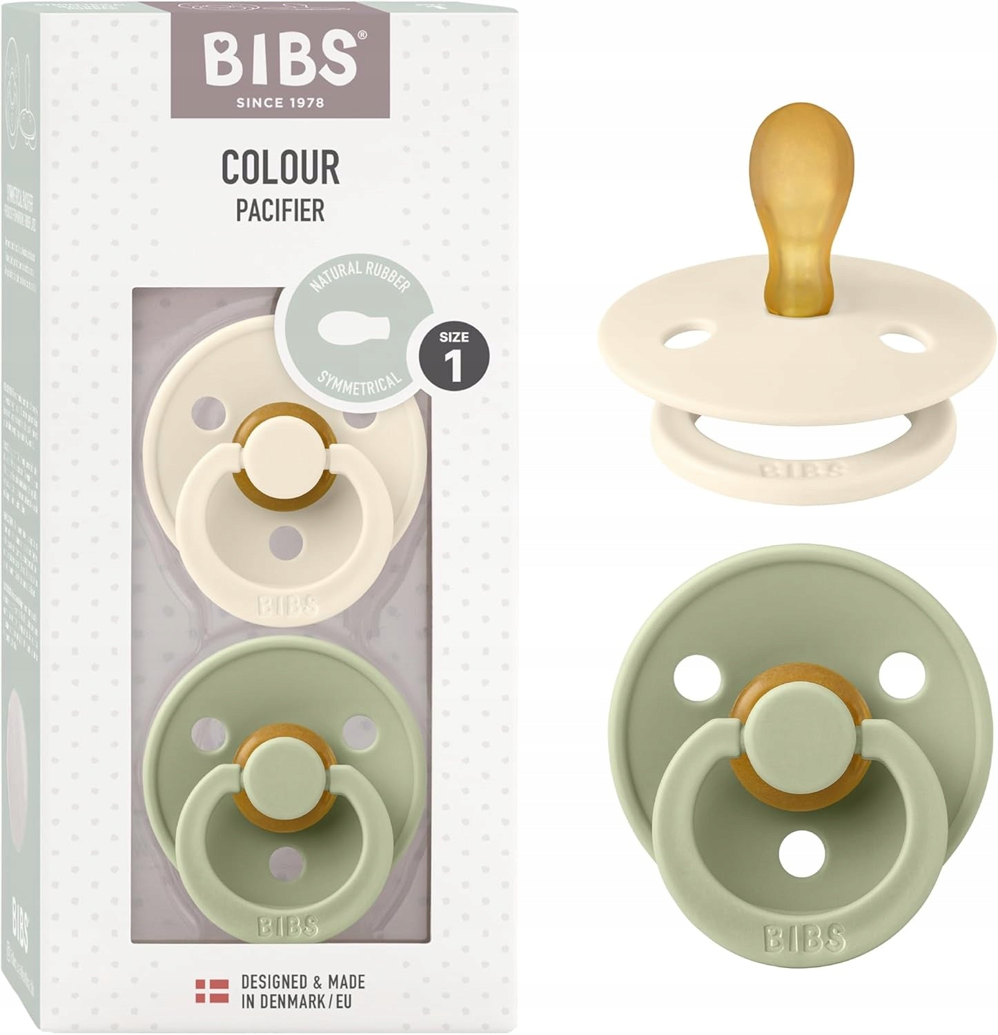 BIBS COLOUR smoczki uspokajające 2pack kauczuk 0-6 msc