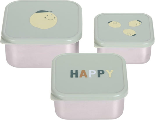 LASSIG Snackbox ocelové krabičky na svačinu x3