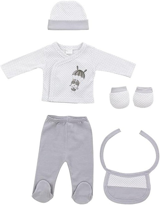 INTERBABY set regalo in cotone pigiama cappello calzini bavaglino collant