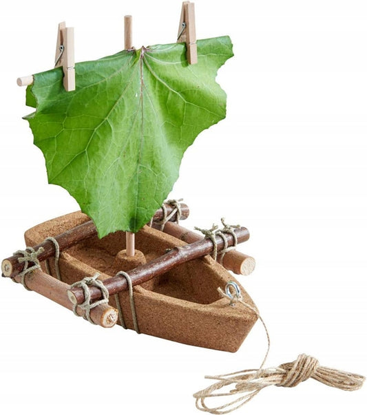 HABA Terra Kids korková loďka a drevené prvky, 22 cm, 8 l+
