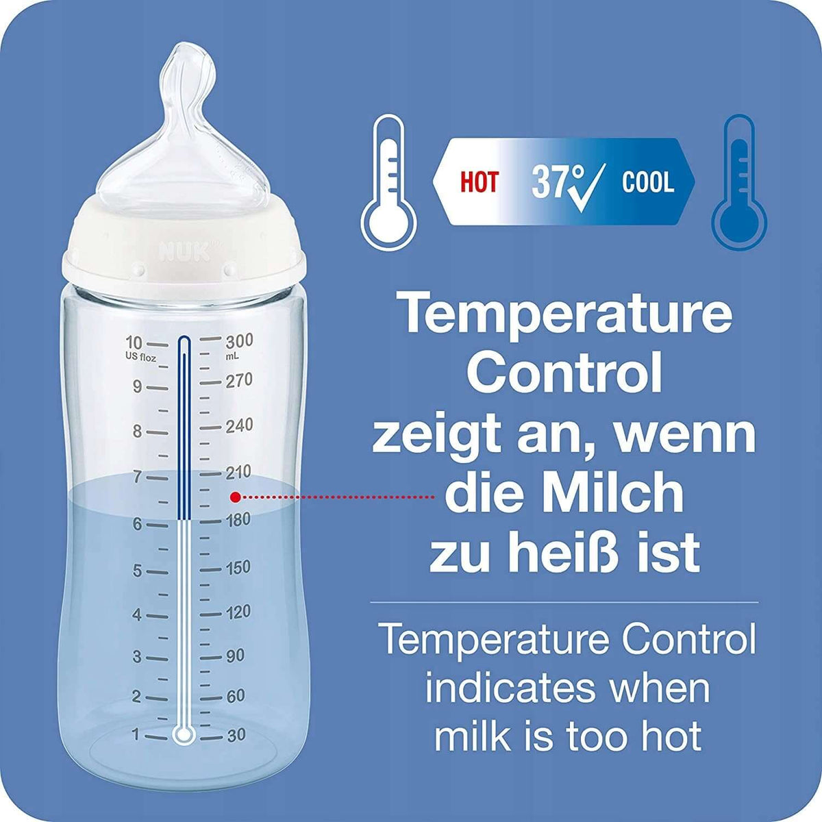 NUK zestaw startowy Perfect Start anti-colic KONTROLA TEMPERATURY butelka ze smoczkiem i wskaźnikiem 37°C