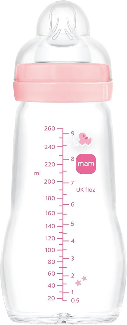 MAM Feel Good sklenená fľaša 260 ml cumlík 2 stredný prietok 2 m+ KAČKA