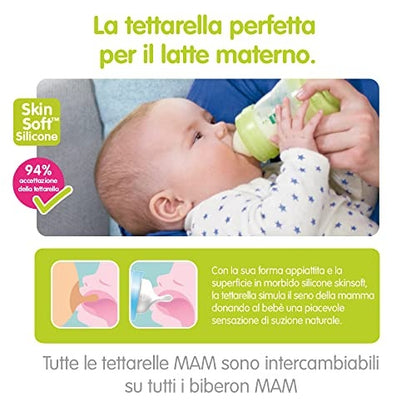 MAM cumlíky na fľaše veľkosť 1 SkinSoft 0m+ x2