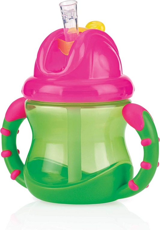 NUBY Flip-it Cup hrnek s neprotékající brčkem 12 m+ 240 ml