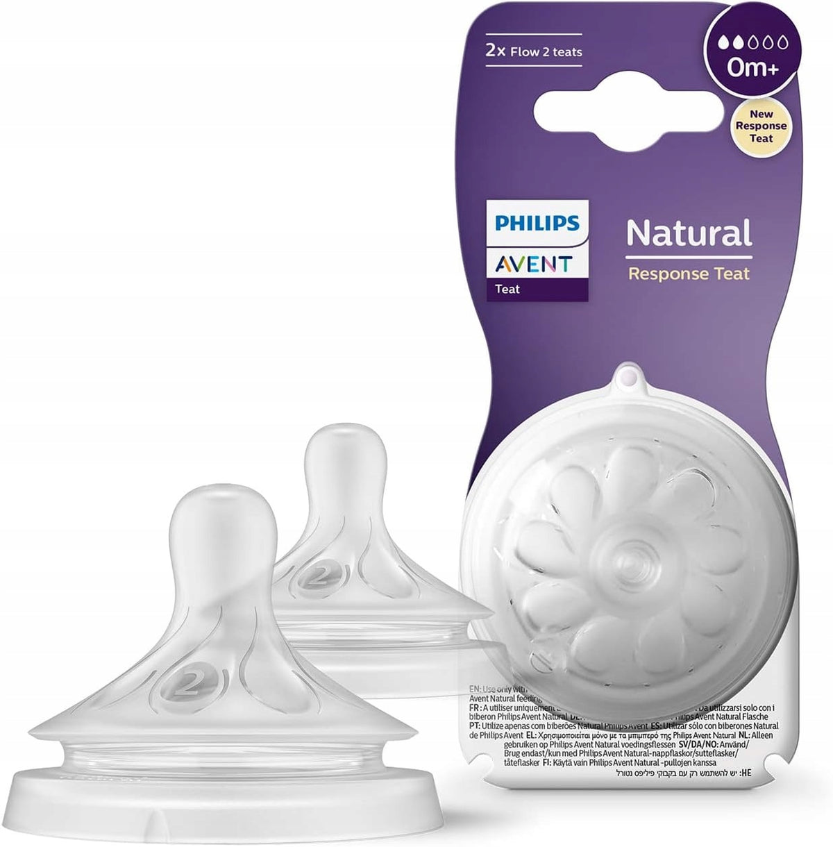 PHILIPS AVENT Natural smoczki do butelek 0msc+ x2, smoczek antykolkowy BPA free