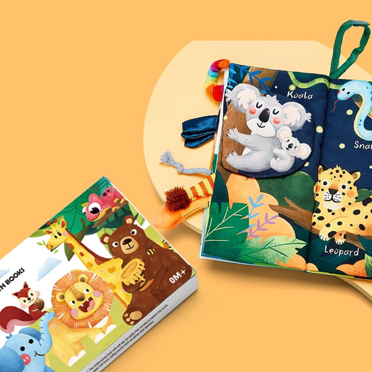 HAHALAND Jungly Tails libro sensoriale con appendino 12,5 x 22 cm
